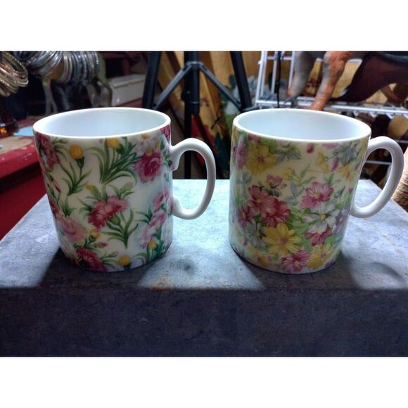 Chintz 4 mugs Lefton? 043 floral fine china 8 oz - Picture 3 of 9